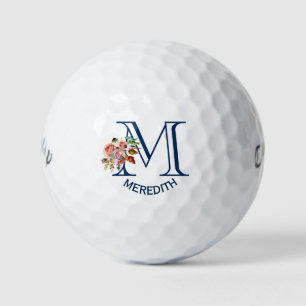 Pelotas De Golf Personalizado Monogramado floral elegante y encant