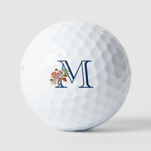 Pelotas De Golf Personalizado Monogramado floral elegante y encant