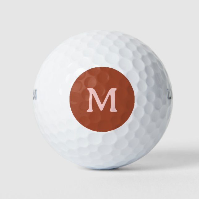 Pelotas De Golf Personalizado Naranja quemado Monograma (Anverso)