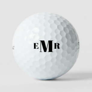 Pelotas De Golf Personalizado Negrita Monograma Negro Titular VI B