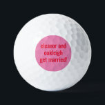 Pelotas De Golf Personalizado Negrita Negrita Brillante Color Rosa<br><div class="desc">Celebra tu gran día de una manera única y juguetona con estas bolas de golf favoritas de boda personalizadas, con un diseño audaz y brillante en rosa y rojo vibrante. Personalízalos con tus nombres, fecha de boda o un mensaje especial para crear un recuerdo memorable para tus invitados. Perfecto para...</div>
