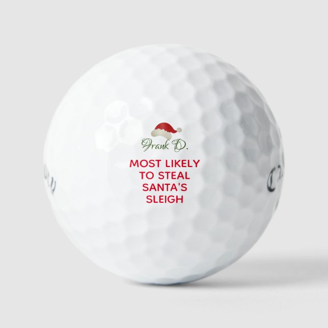 Pelotas De Golf Personalizado Nombre personalizado Santa Hat Navid (Anverso)
