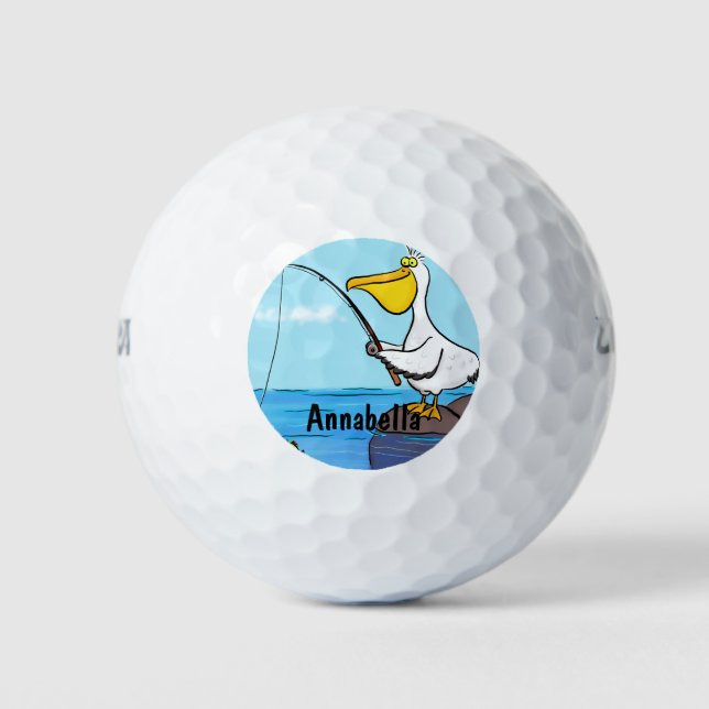 Pelotas De Golf Personalizado pelícano de pesca divertida (Anverso)