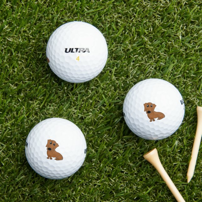 Pelotas De Golf personalizado rojo dachshund (Césped in situ)