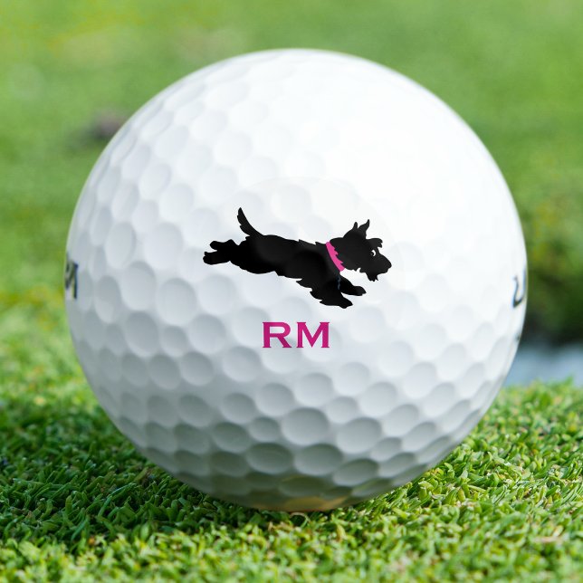 Pelotas De Golf Personalizado Rosa Monogramado Fun Scottie Dog (Subido por el creador)