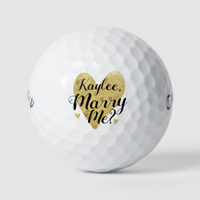 Pelotas De Golf Personalizado ¿Se Casará Conmigo Propuesta (Anverso)