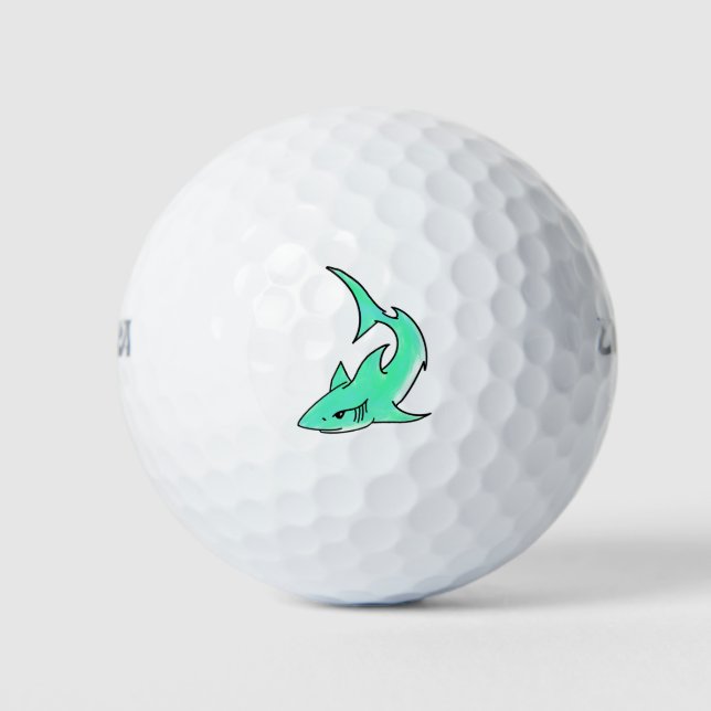 Pelotas De Golf personalizado sonriente menta de tiburón azul verd (Anverso)