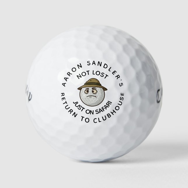 Pelotas De Golf Personalizado Su Nombre No Perdido Sólo En Safari (Anverso)