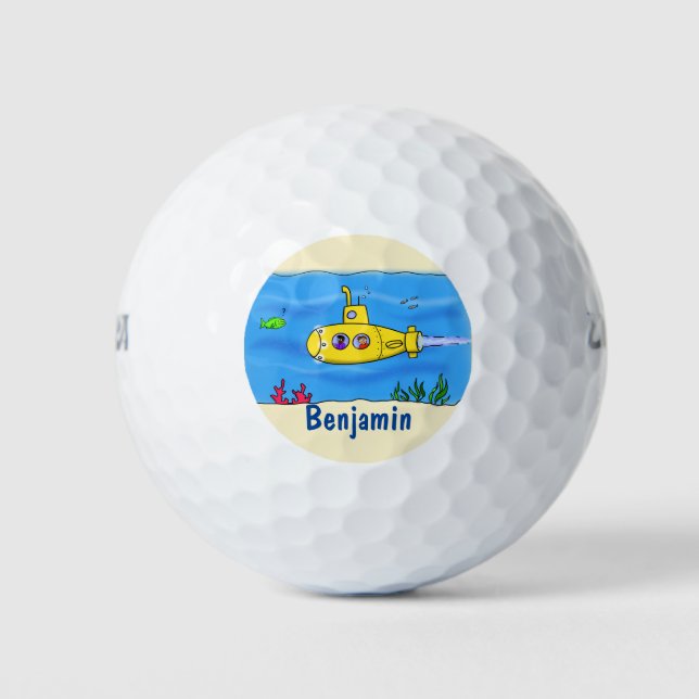 Pelotas De Golf Personalizado submarino feliz (Anverso)