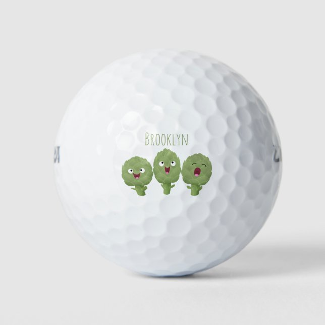 Pelotas De Golf Personalizado vegetal de alcachofas de canto lindo (Anverso)