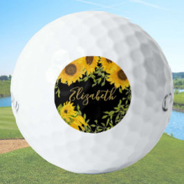 Pelotas De Golf Personalizados florales amarillas girasoles señori