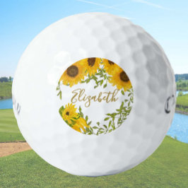 Pelotas De Golf Personalizados florales amarillas girasoles señori