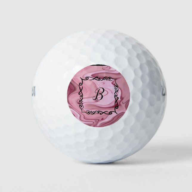 Pelotas De Golf Personalizar Monogramo Golf Ball Mauve Pink (Anverso)