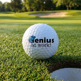 Pelotas De Golf Personalized Blue and Black Brain, Genius at Work