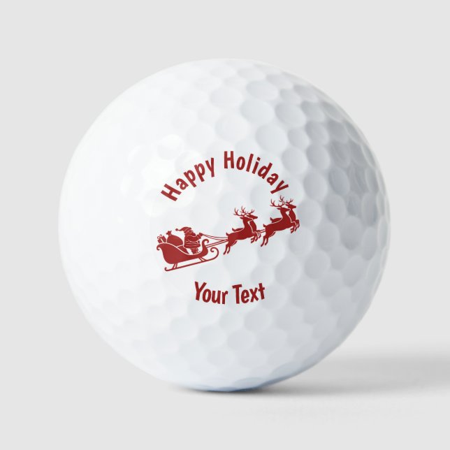 Pelotas De Golf Personalized Holidays Santa Sleigh Ride Scene (Anverso)