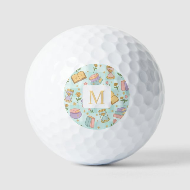 Pelotas De Golf Personalized Magic Books Girl School Mint Green (Anverso)