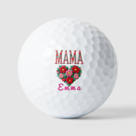 Pelotas De Golf Personalized Mama Heart Floral Custom Gift
