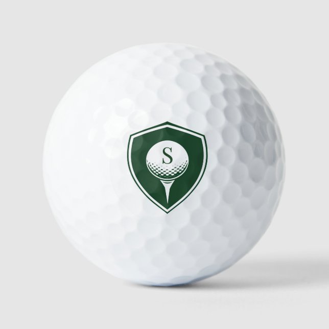 Pelotas De Golf Personalized Modern Golfer Green Initial Monogram (Anverso)