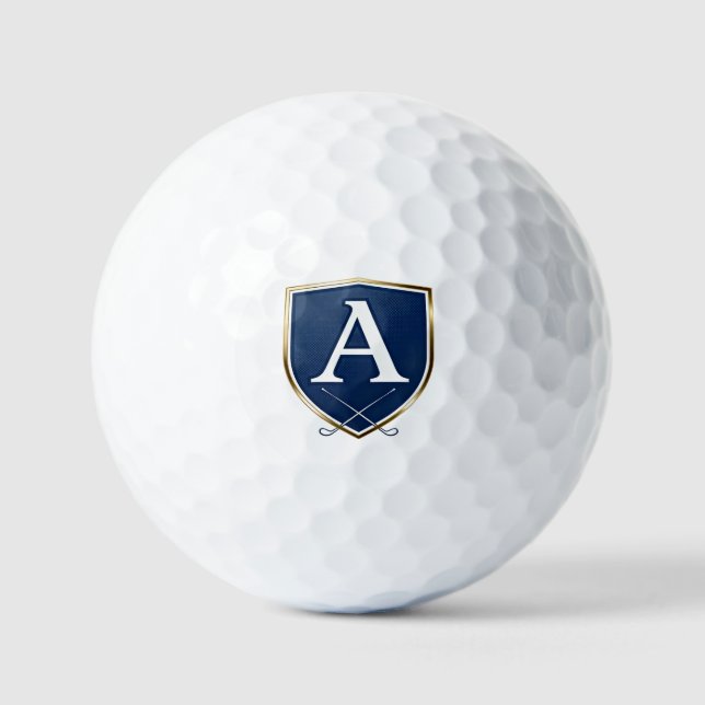 Pelotas De Golf Personalized Monogram Golf Balls - Navy Blue Crest (Anverso)