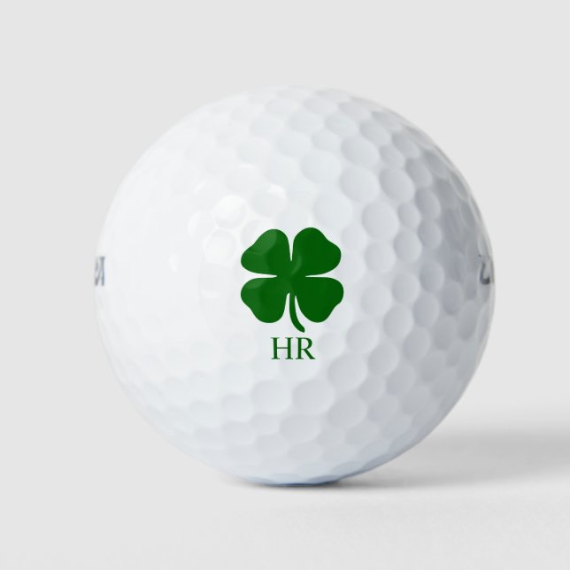 Pelotas De Golf Personalized Monogram Green Clover (Anverso)
