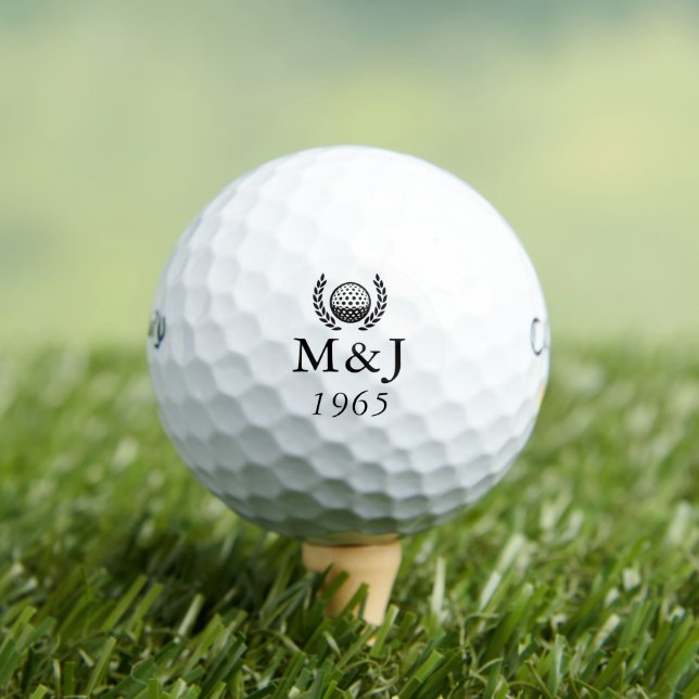 Pelotas De Golf Personalized Monogram Wedding Anniversary Date (Camiseta in situ)