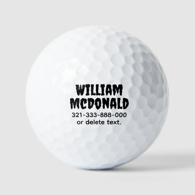 Pelotas De Golf Personalized Name Golf Balls Template HORROR 1 (Anverso)