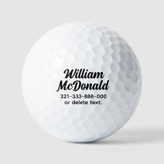 Pelotas De Golf Personalized Name Golf Balls Template SCRIPT 20 (Anverso)