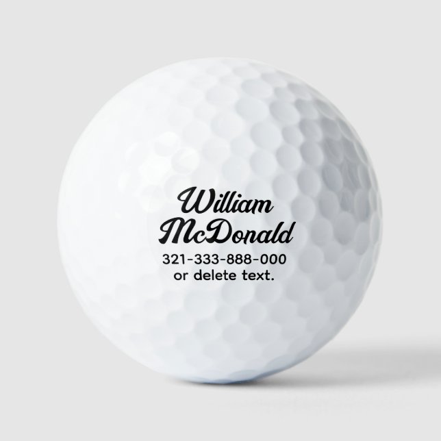Pelotas De Golf Personalized Name Golf Balls Template SCRIPT 25 (Anverso)
