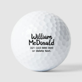 Pelotas De Golf Personalized Name Golf Balls Template SCRIPT 42