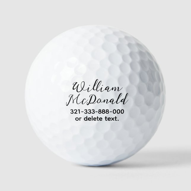 Pelotas De Golf Personalized Name Golf Balls Template SCRIPT 43 (Anverso)