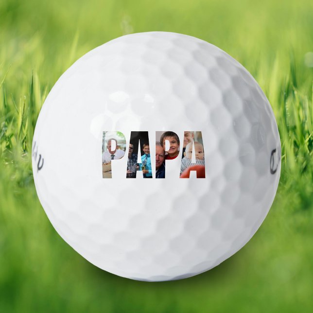 Pelotas De Golf Personalized papa photo collage for father (Personalized papa photo collage for father golf balls)