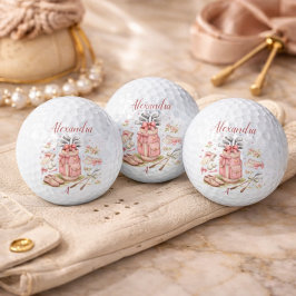 Pelotas De Golf Personalized Pink Coquette Golf Monogram