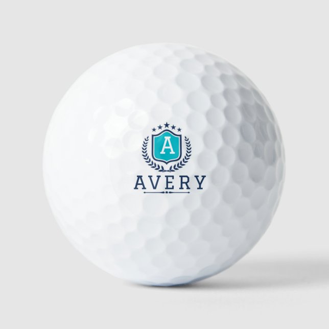 Pelotas De Golf Personalized wite blue Monogram Wedding  (Anverso)