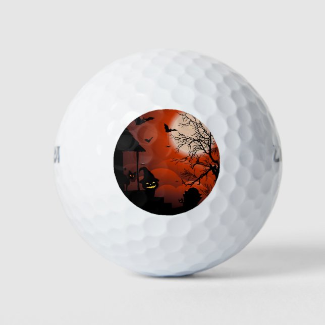 Pelotas De Golf Pesadilla de la luna sangrienta de Halloween (Anverso)