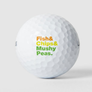 Pelotas De Golf Pescados y chuletas y guisantes.