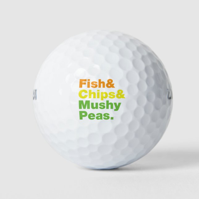 Pelotas De Golf Pescados y chuletas y guisantes. (Anverso)