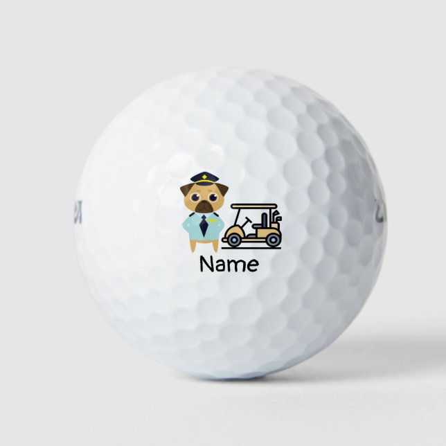 Pelotas De Golf Piloto de perros PUG Industria de la aviación con  (Anverso)