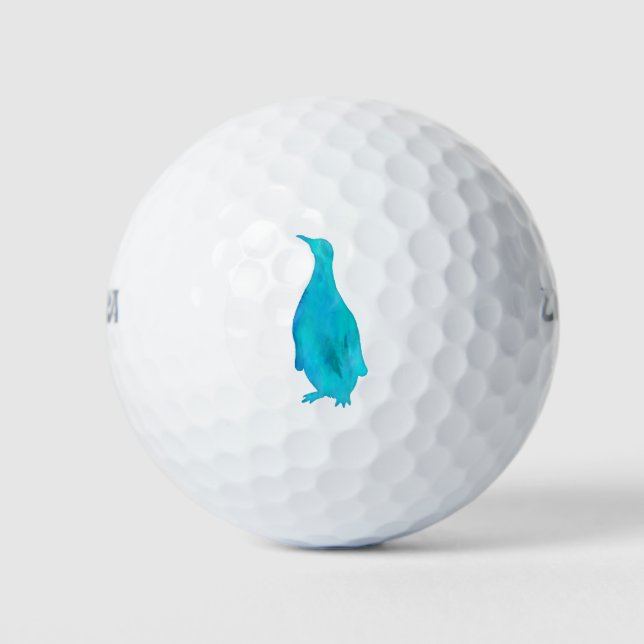 Pelotas De Golf Pingüino acuarela Silueta Verde azulado Turquesa A (Anverso)