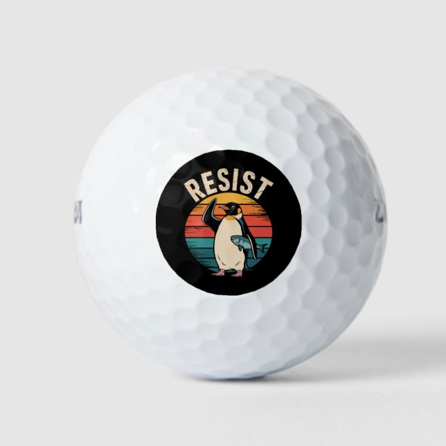 Pelotas De Golf Pingüino Divertido Resiste Protesta Contra Arancel (Anverso)