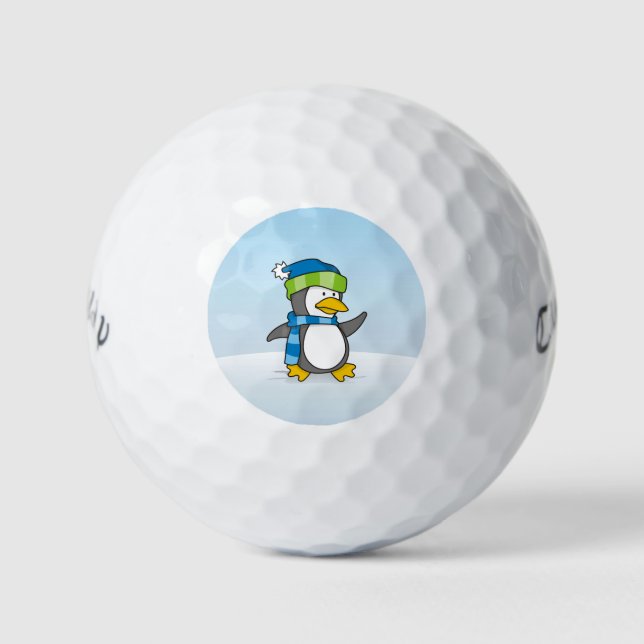 Pelotas De Golf Pingüino pequeño caminando sobre la nieve (Anverso)