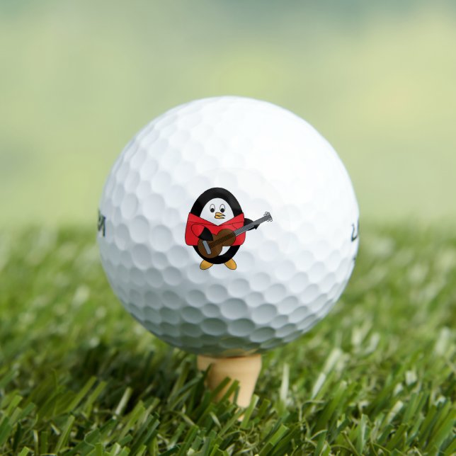 Pelotas De Golf Pingüino Tocando La Guitarra Camisas Rojas (Camiseta in situ)