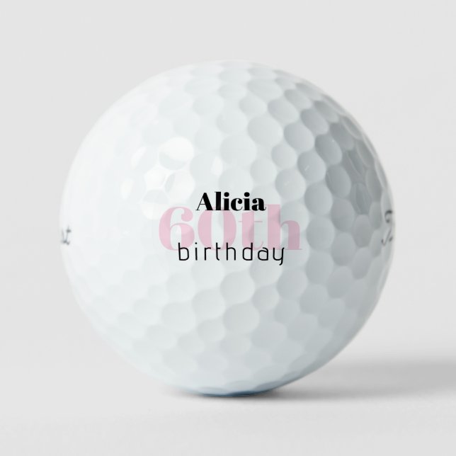 Pelotas De Golf Pink 60th Birthday Custom Name   Titleist Pro V1 (Anverso)