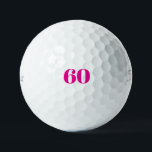 Pelotas De Golf Pink 60th Birthday Generic Titleist Pro V1<br><div class="desc">"60"  or any age.  Hot Pink text.  Woman golf ball.  Generic.   Titleist Pro V1.  Women golf gift.  Woman pink golf gift.  60th birthday.</div>