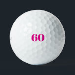 Pelotas De Golf Pink 60th Birthday Generic Titleist Pro V1<br><div class="desc">"60"  or any age.  Hot Pink text.  Woman golf ball.  Generic.   Titleist Pro V1.  Women golf gift.  Woman pink golf gift.  60th birthday.</div>