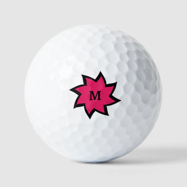 Pelotas De Golf Pink and Black Starburst Golf Balls (Anverso)