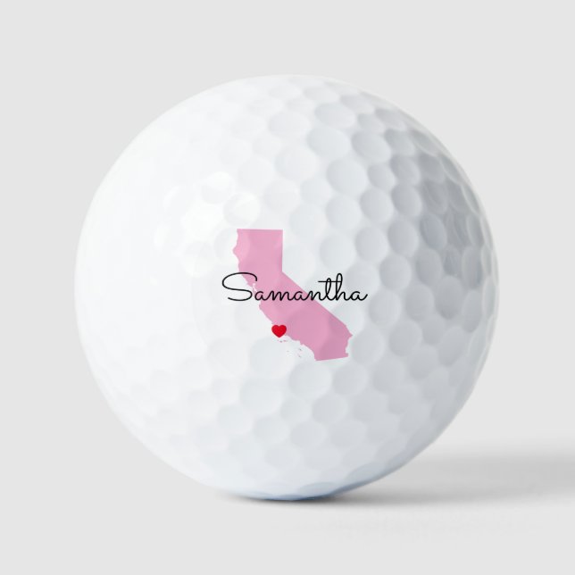 Pelotas De Golf Pink California Shape Red Heart (Anverso)