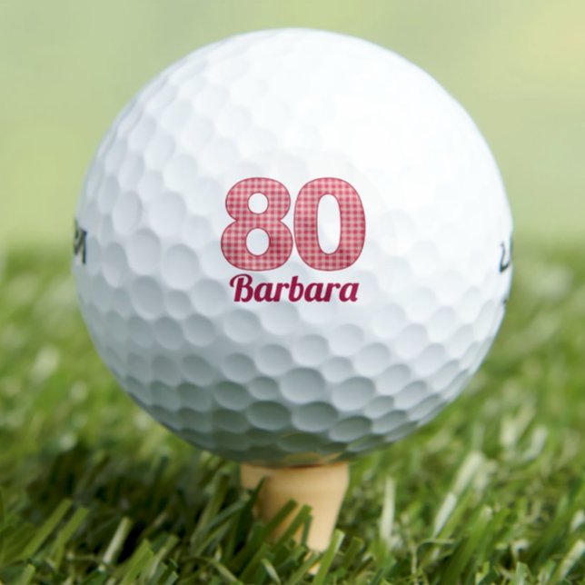 Pelotas De Golf Pink Checkered 80th Birthday Golfer de 80 años (Subido por el creador)