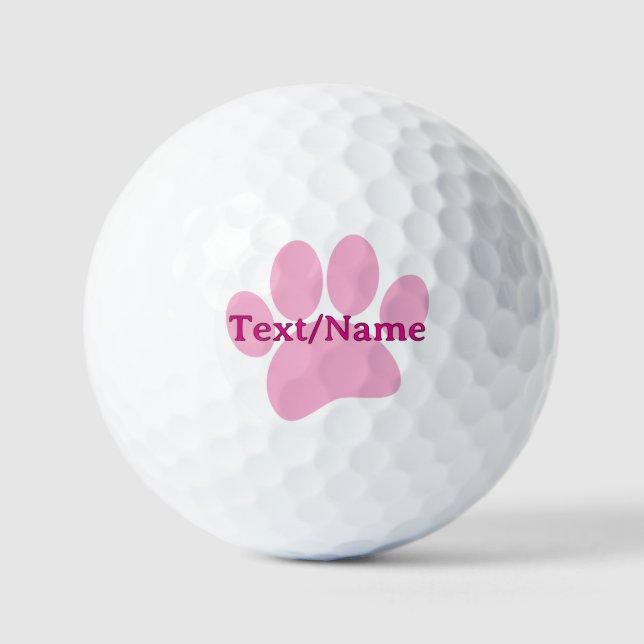 Pelotas De Golf Pink Dog Paw Imprimir nombre personalizado (Anverso)