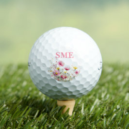 Pelotas De Golf Pink Floral Monogrammed