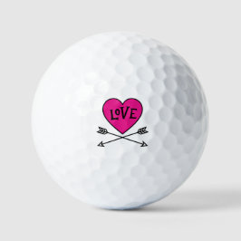 Pelotas De Golf Pink Heart Cupid's Bows LOVE